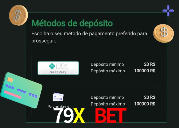 O cassino 79X BET oferece uma grande variedade de métodos de pagamento